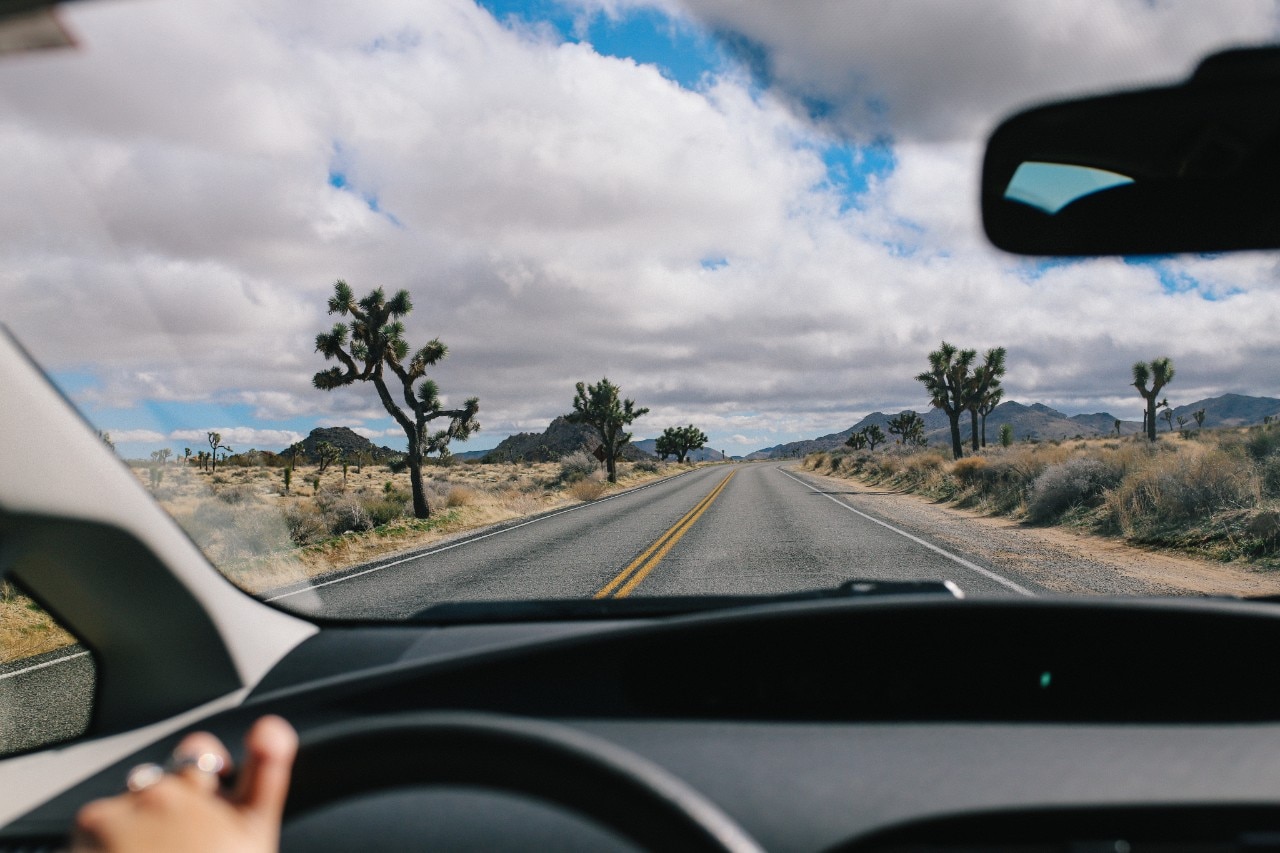 Drivers seat view of road